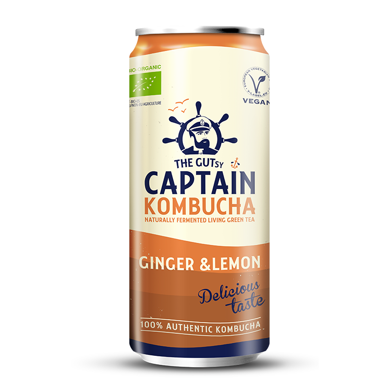 GUTsy Captain Kombucha - zázvor a citron plechovky 20 x 250ml