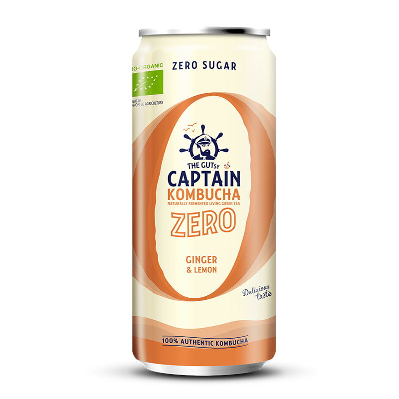 GUTsy Captain Kombucha Zero - Zázvor a citron plechovky 20 x 250ml