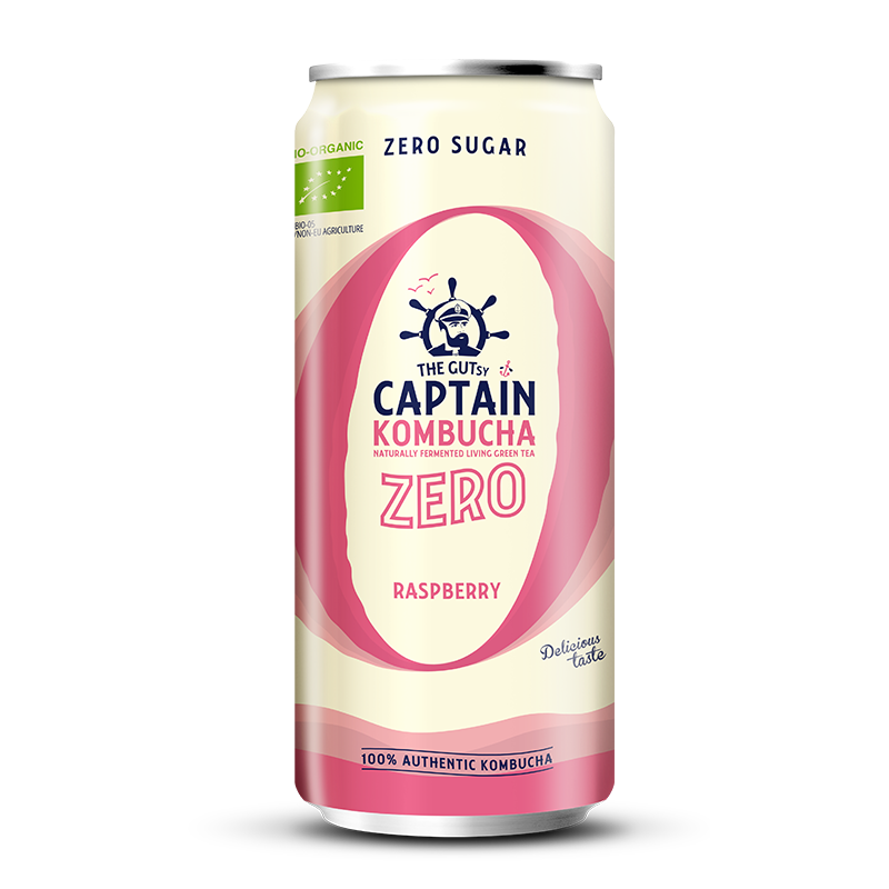 GUTsy Captain Kombucha Zero - Malinové plechovky 20 x 250ml