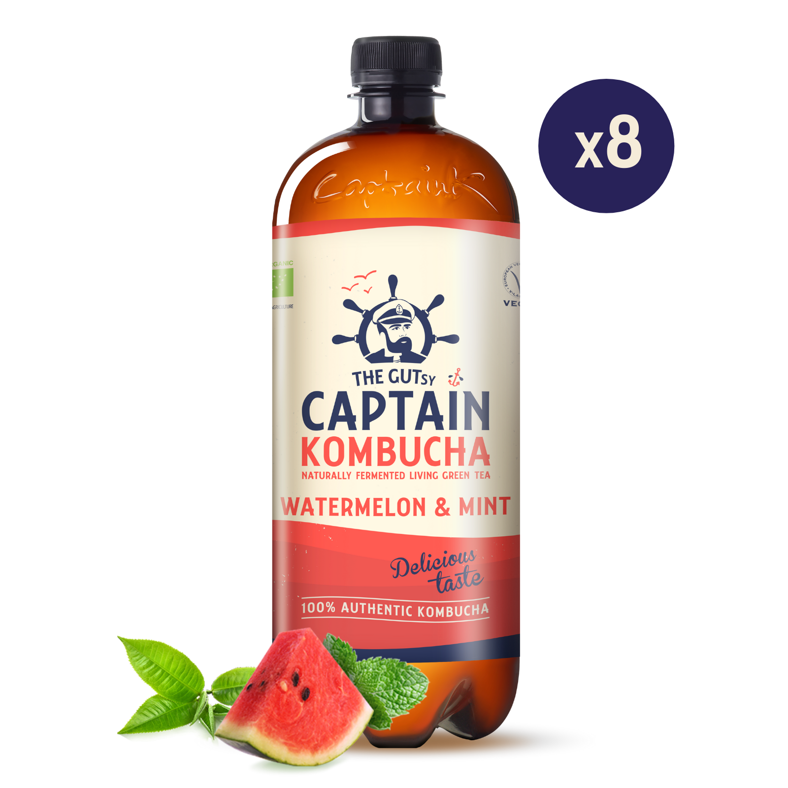 GUTsy Captain Kombucha - Vodní meloun a máta 8 x 1L