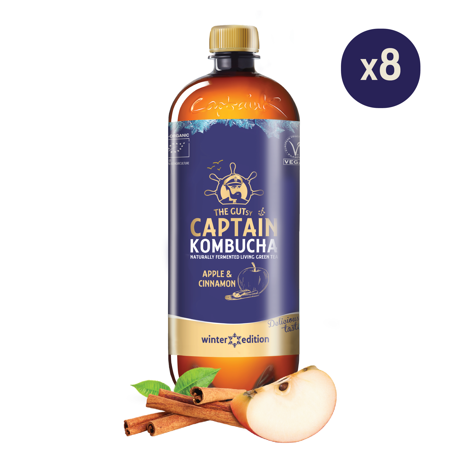 GUTsy Captain Kombucha - Jablko a Skořice - Zimní Edice 8 x 1L